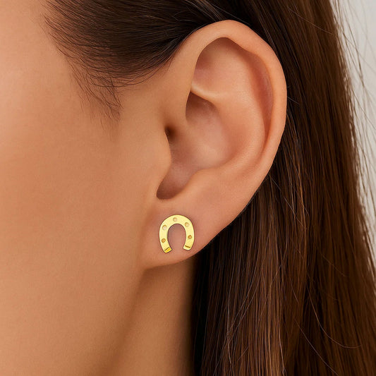 Horseshoe 14K Yellow Gold Earrings