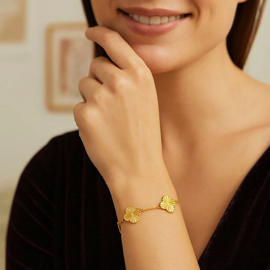 14K Yellow Gold Radial Clover Bracelet
