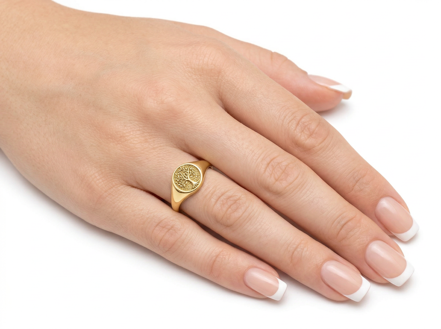 Tree of Life 14K Yellow Gold Signet Ring