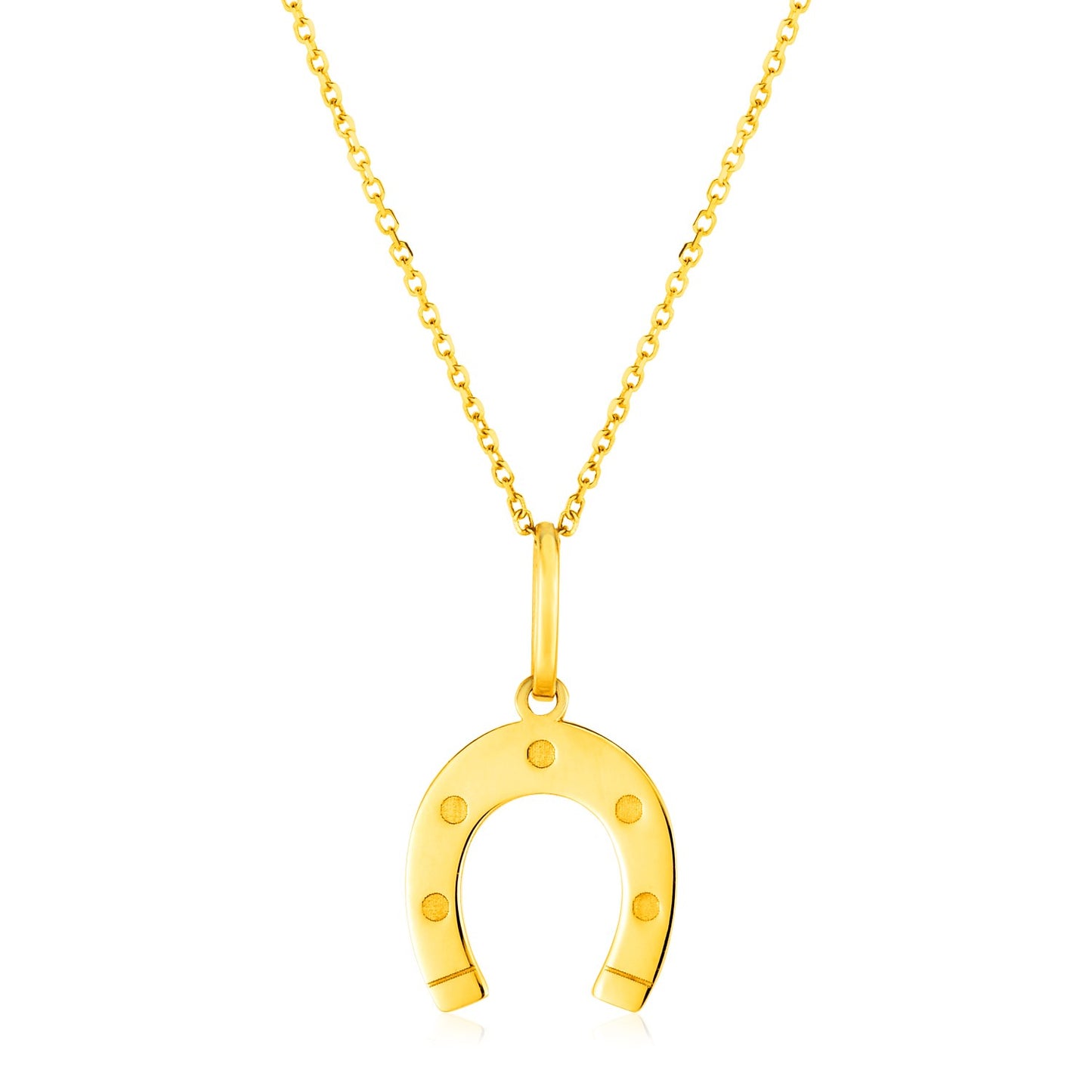 Horseshoe Pendant 14K Yellow Gold Necklace