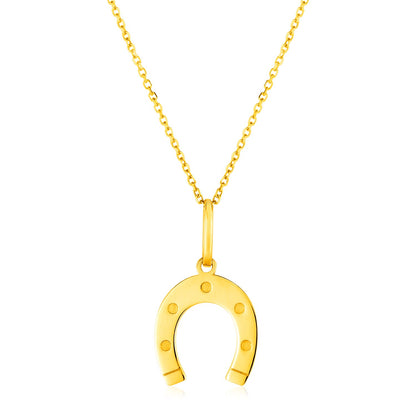 Horseshoe Pendant 14K Yellow Gold Necklace