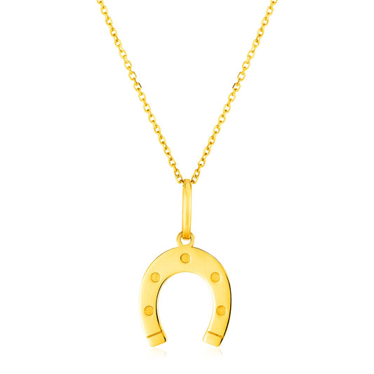 Horseshoe Pendant 14K Yellow Gold Necklace