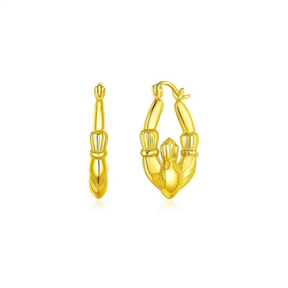 Claddagh Symbol 14K Yellow Gold Hoop Earrings