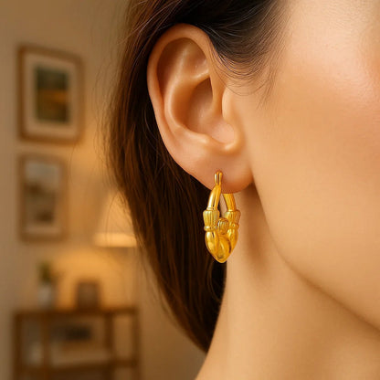 Claddagh Symbol 14K Yellow Gold Hoop Earrings
