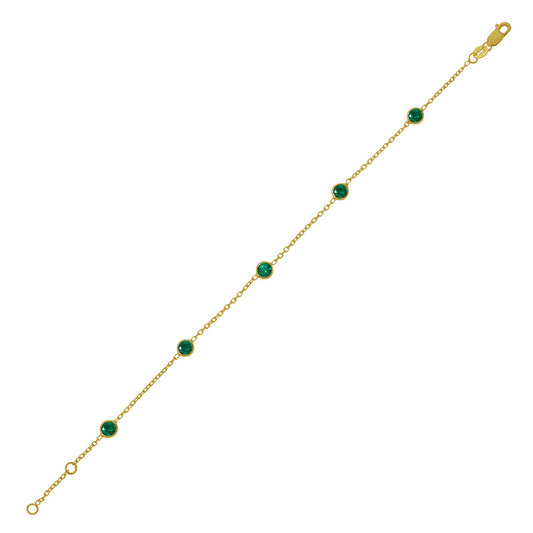 Emerald and 14K Yellow Gold Station Bracelet