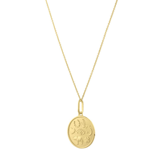 Luck Charms Medallion Necklace in 14K Yellow Gold