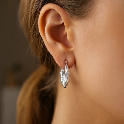 Claddagh Symbol 14K White Gold Claddagh Symbol Hoop Earrings