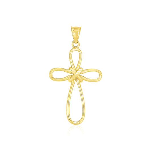Cross- 14k Yellow Gold Looped Knot Style Cross Pendant