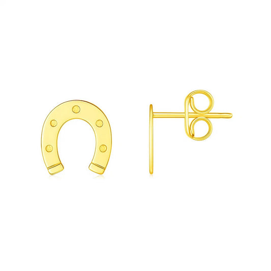 Horseshoe 14K Yellow Gold Earrings