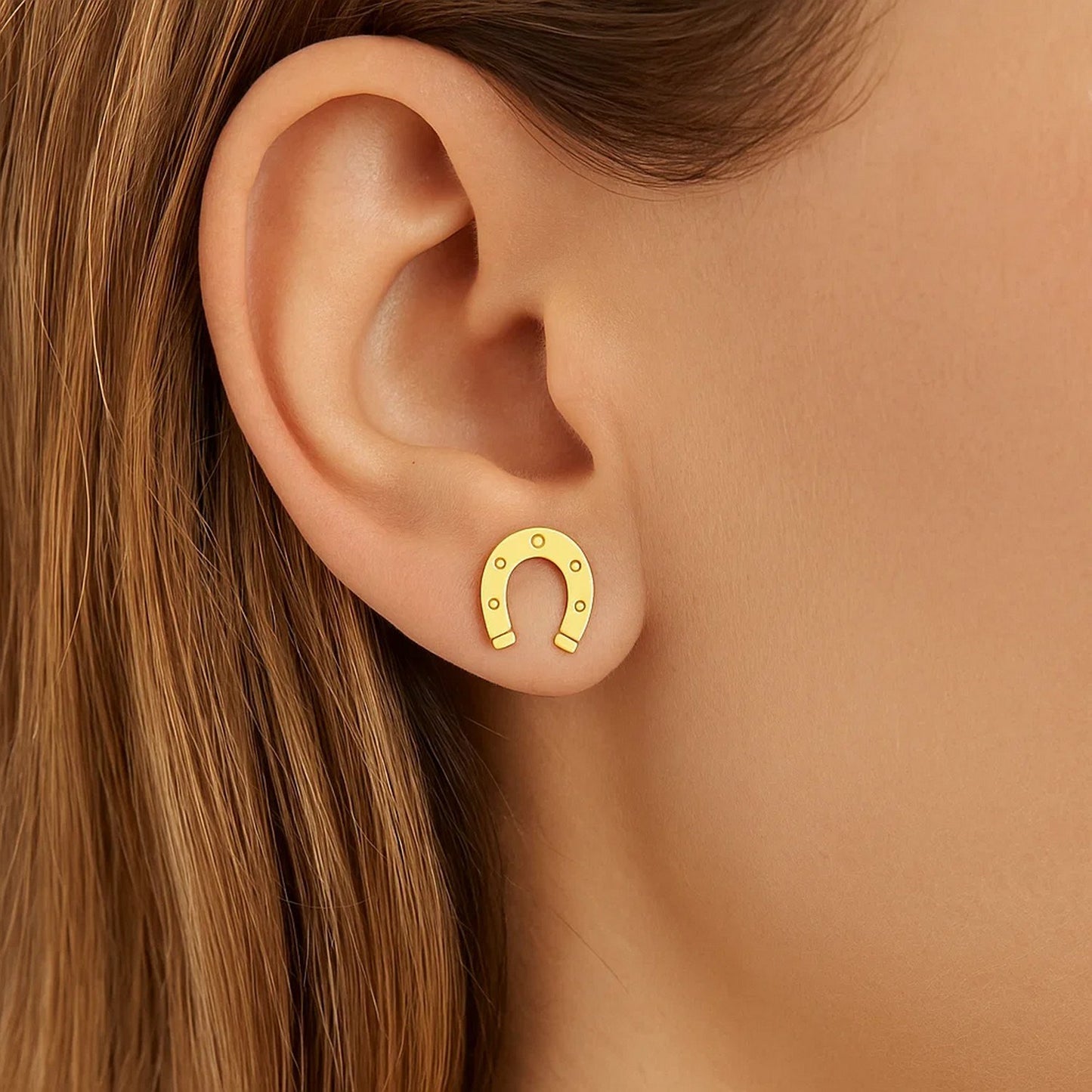 Horseshoe 14K Yellow Gold Earrings