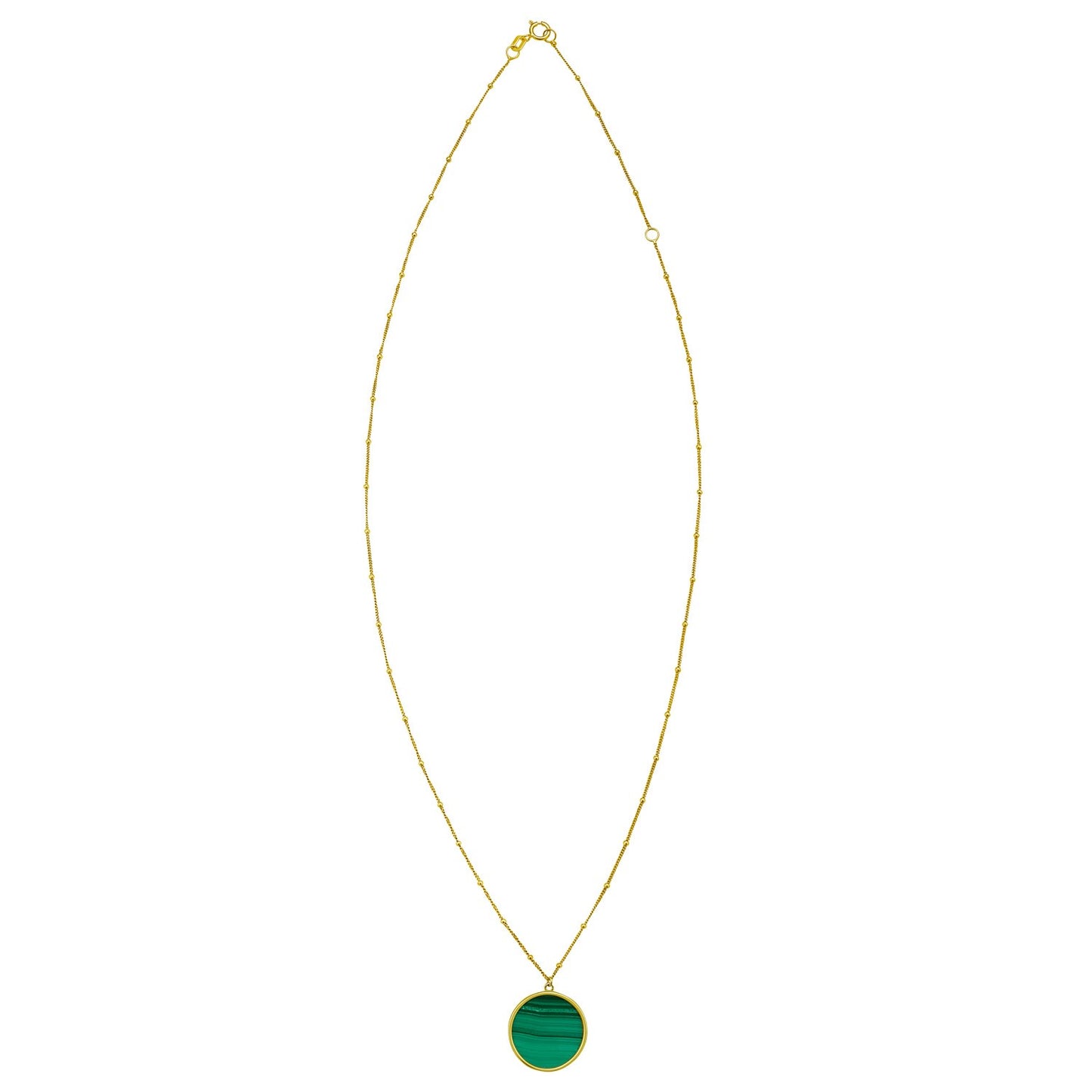 Malachite Inlay 14K Yellow Gold Malachite Inlay Circle Necklace