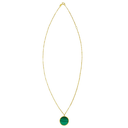 Malachite Inlay 14K Yellow Gold Malachite Inlay Circle Necklace