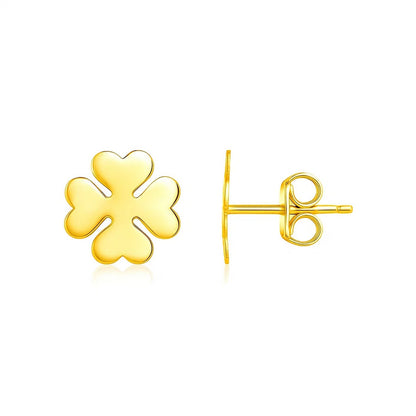 14K Yellow Gold Shamrock Earrings(10mm)
