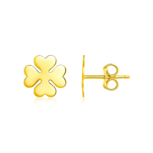 14K Yellow Gold Shamrock Earrings(10mm)