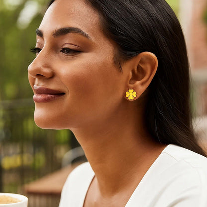 14K Yellow Gold Shamrock Earrings(10mm)