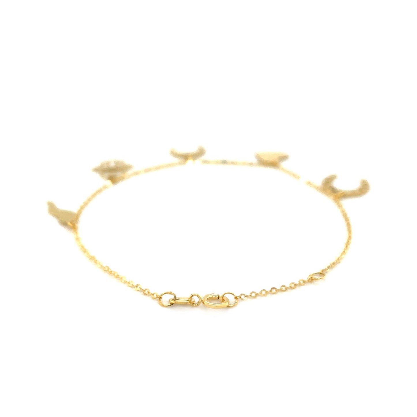 Polished Luck Charms on 14k Yellow Gold 7 inch Bracelet