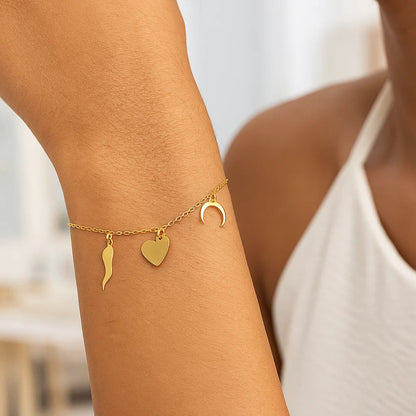 Polished Luck Charms on 14k Yellow Gold 7 inch Bracelet