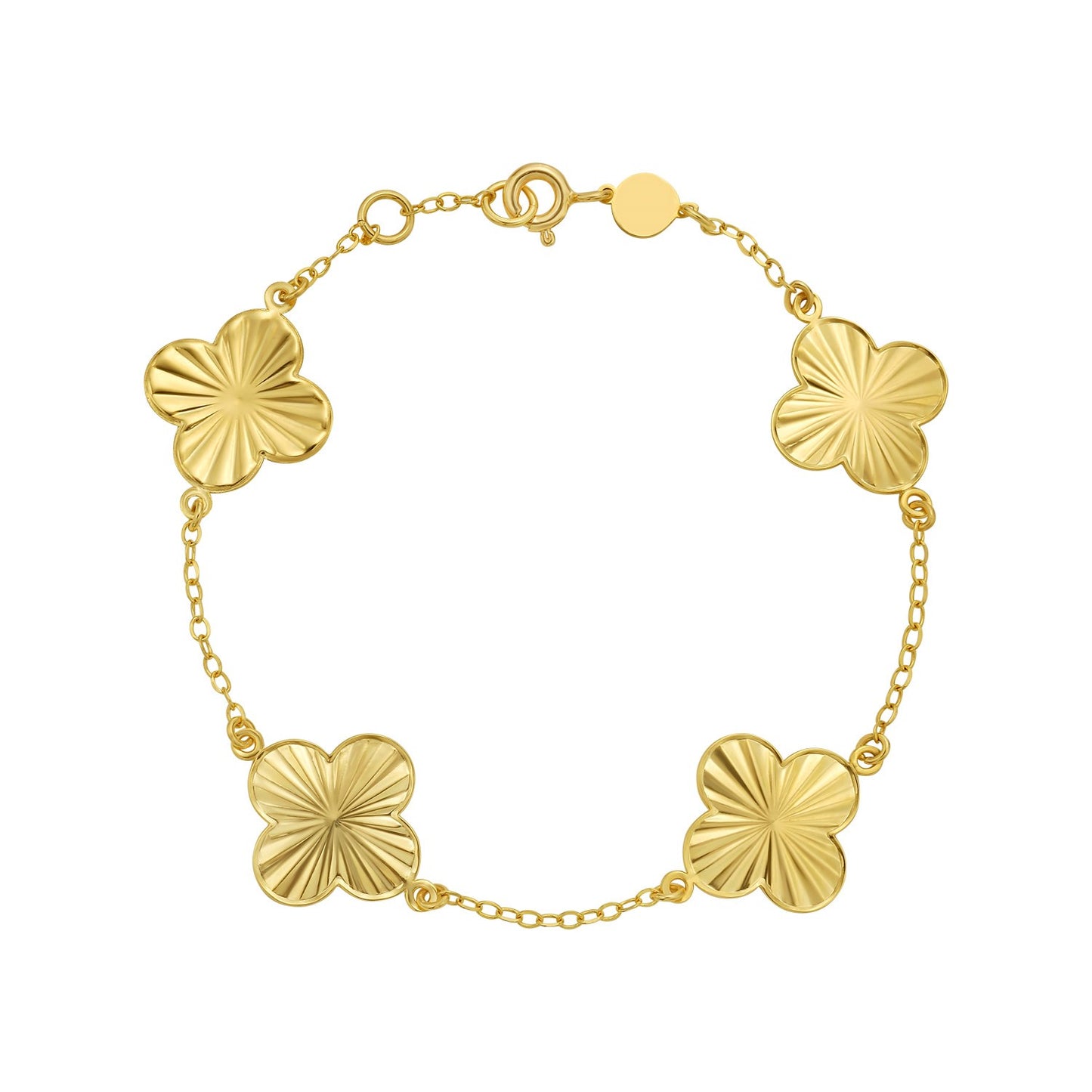 14K Yellow Gold Radial Clover Bracelet