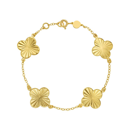 14K Yellow Gold Radial Clover Bracelet