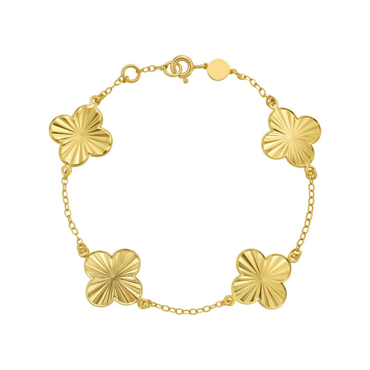 14K Yellow Gold Radial Clover Bracelet