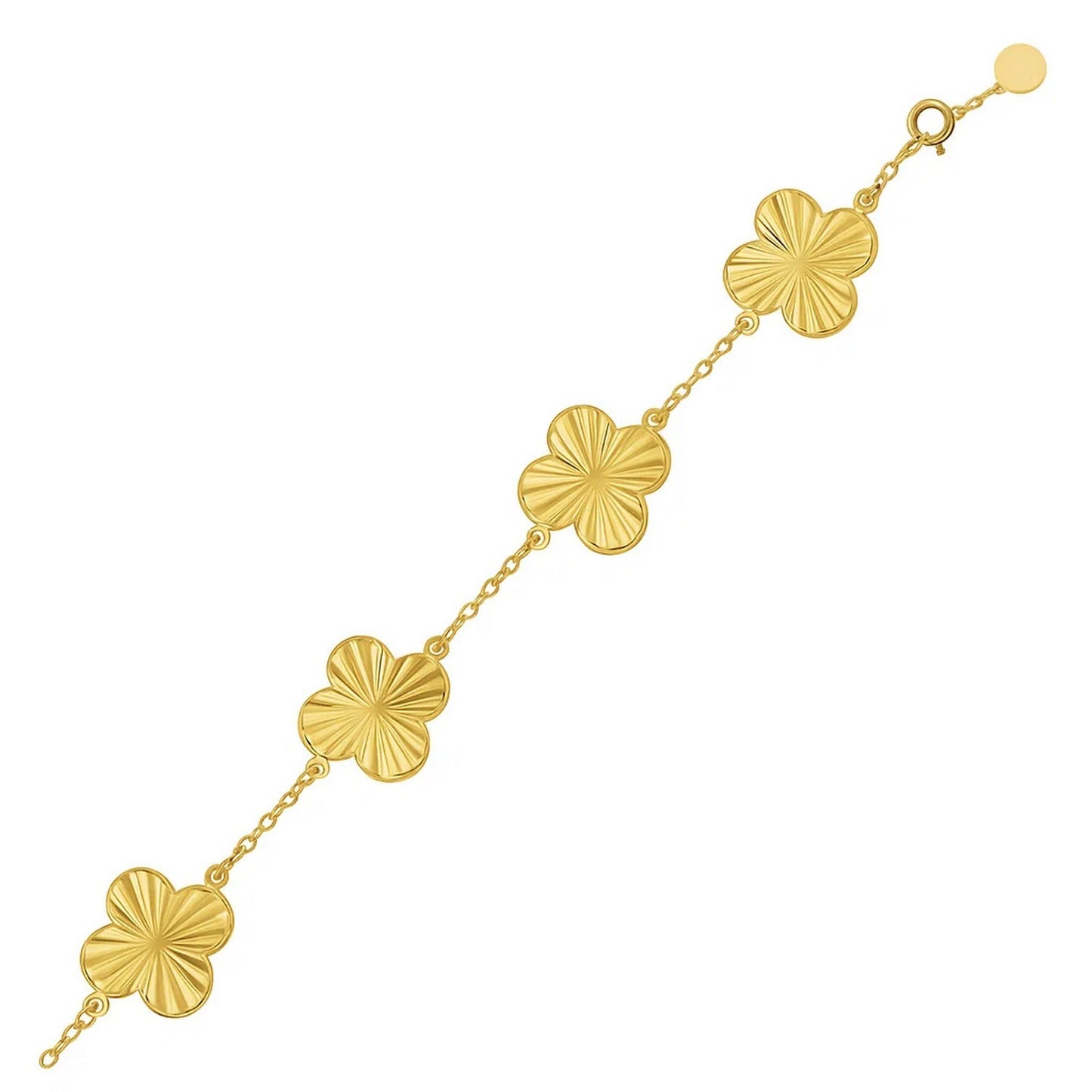 14K Yellow Gold Radial Clover Bracelet