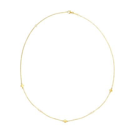 Clover - 14k Yellow Gold Clover & Pearl Necklace