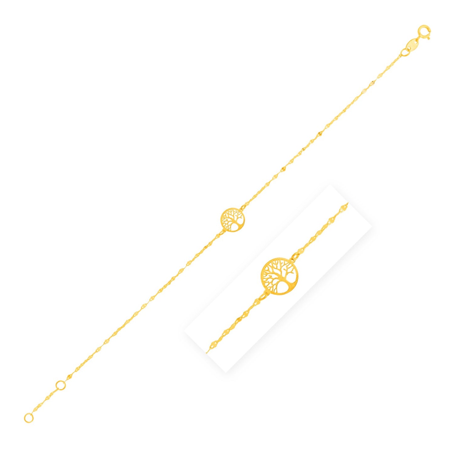 Tree of Life 14K Yellow Gold Bracelet (1.20 mm)