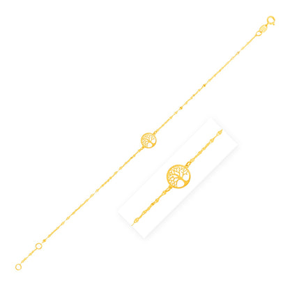 Tree of Life 14K Yellow Gold Bracelet (1.20 mm)