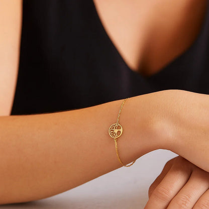 Tree of Life 14K Yellow Gold Bracelet (1.20 mm)