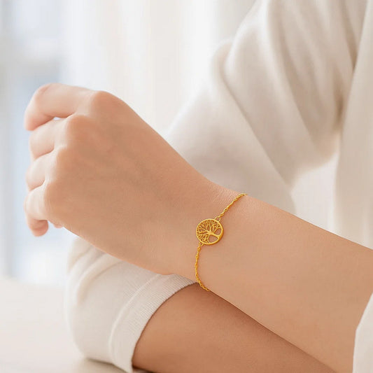 Tree of Life 14K Yellow Gold Bracelet (1.20 mm)