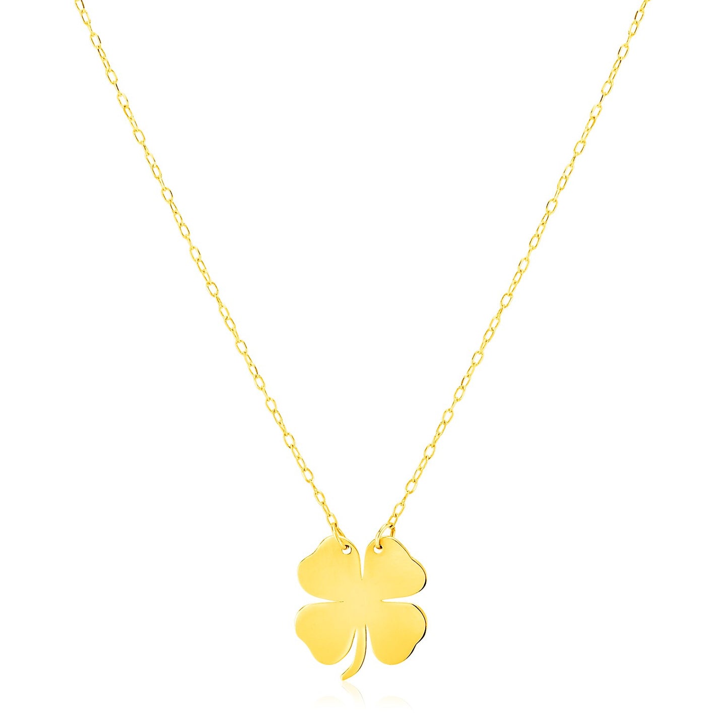 14K Yellow Gold Shamrock Necklace
