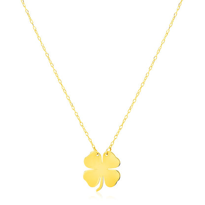 14K Yellow Gold Shamrock Necklace