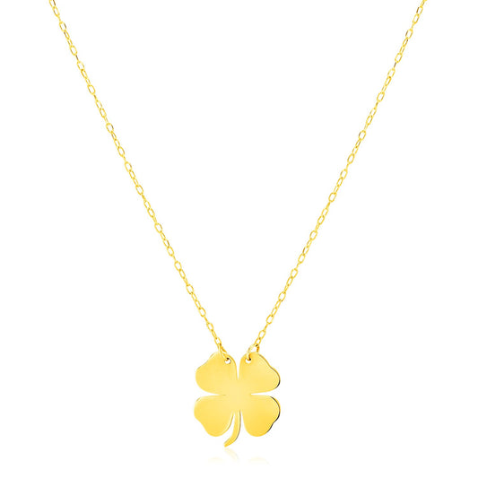 14K Yellow Gold Shamrock Necklace