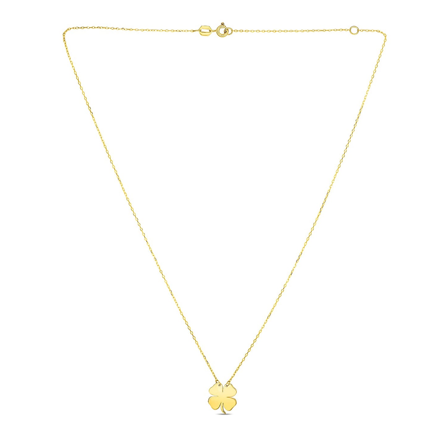 14K Yellow Gold Shamrock Necklace