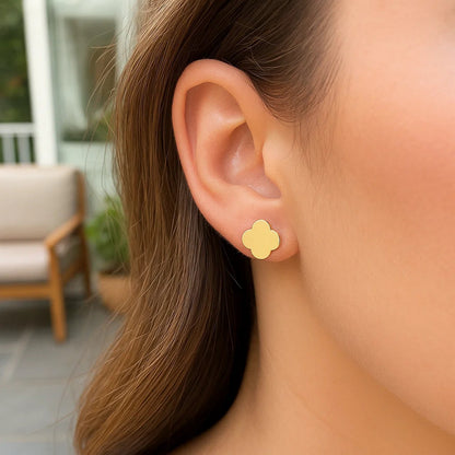 Clover - 14K Yellow Gold Polished Clover Stud Earrings