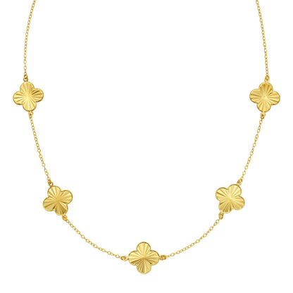 14K Yellow Gold Radial Clover Necklace