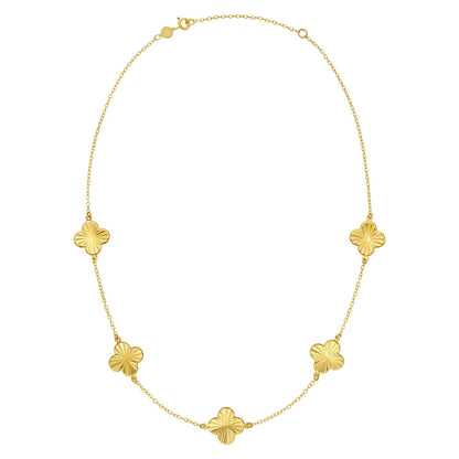 14K Yellow Gold Radial Clover Necklace