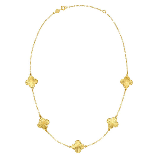 14K Yellow Gold Radial Clover Necklace