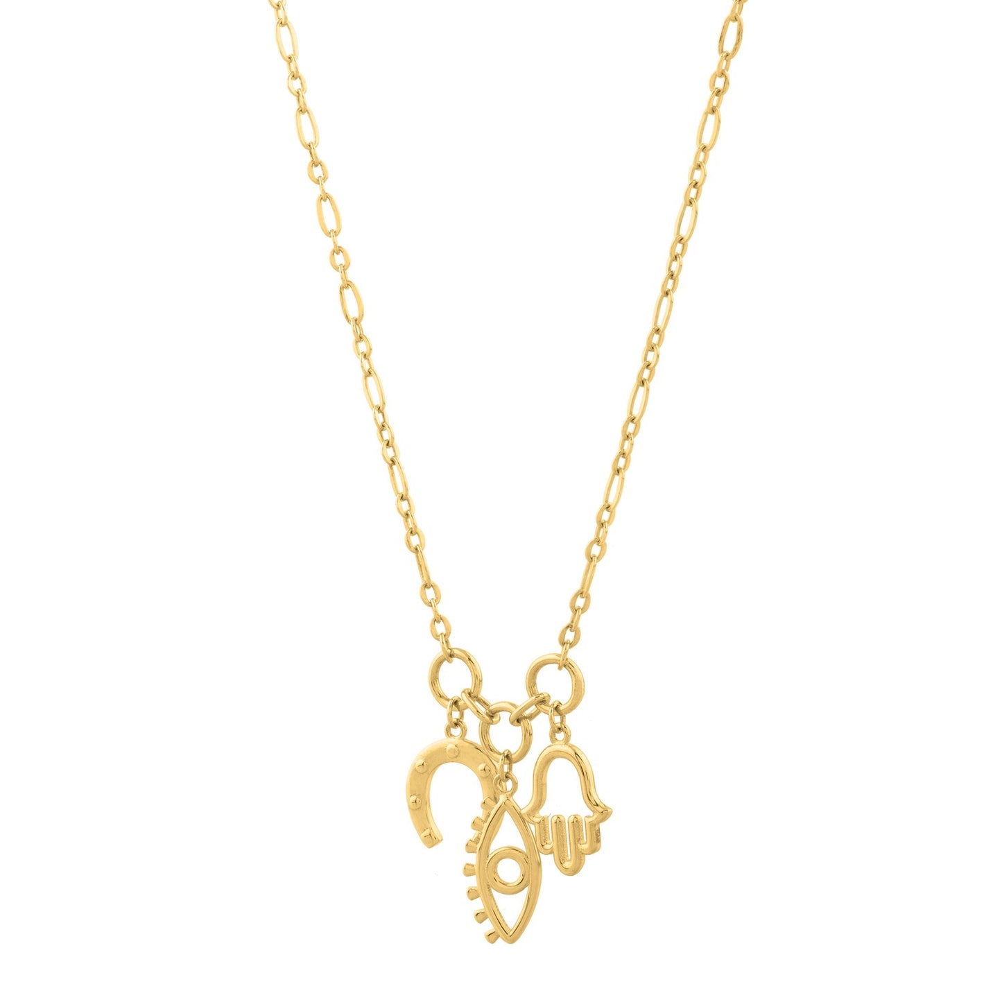 Polished Luck Charms in 14K Yellow Gold Drop Necklace