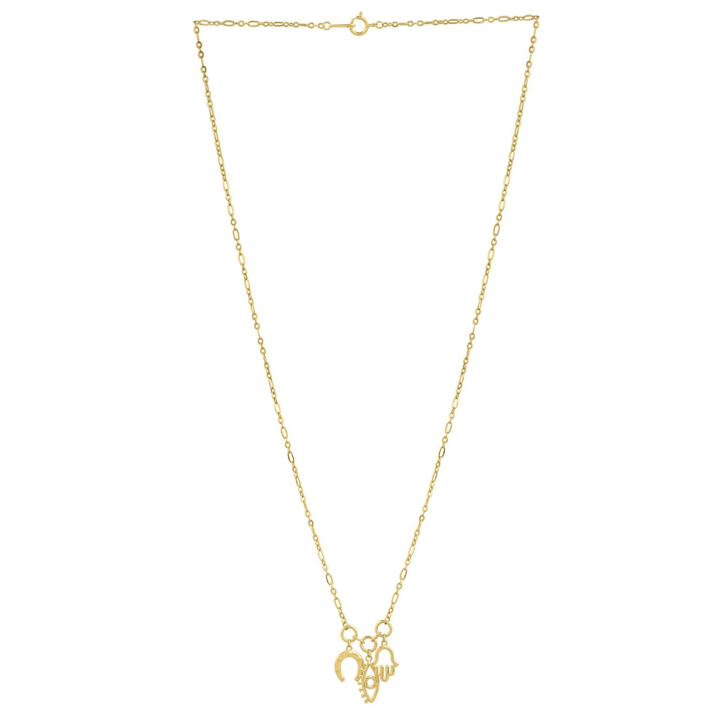 Polished Luck Charms in 14K Yellow Gold Drop Necklace