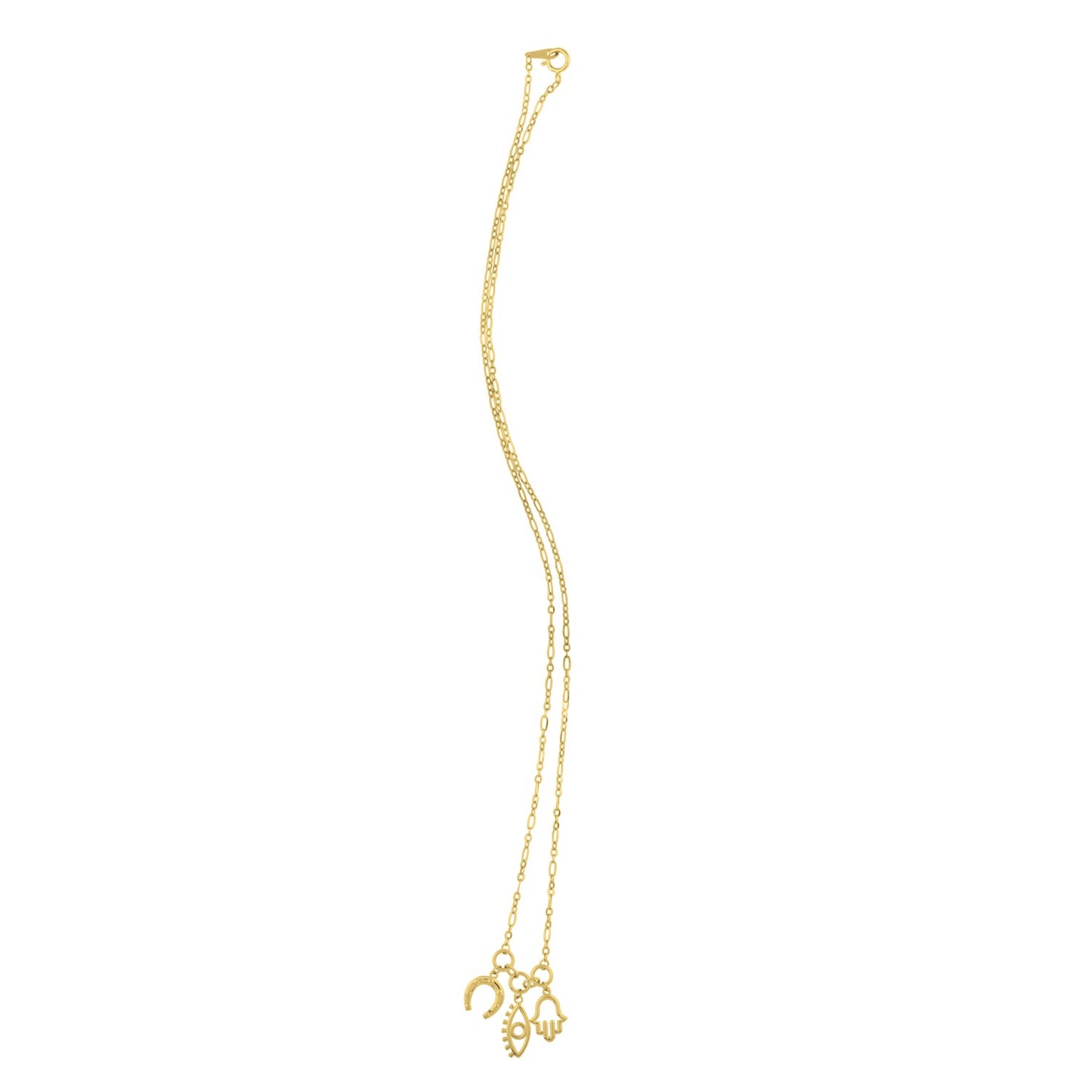 Polished Luck Charms in 14K Yellow Gold Drop Necklace