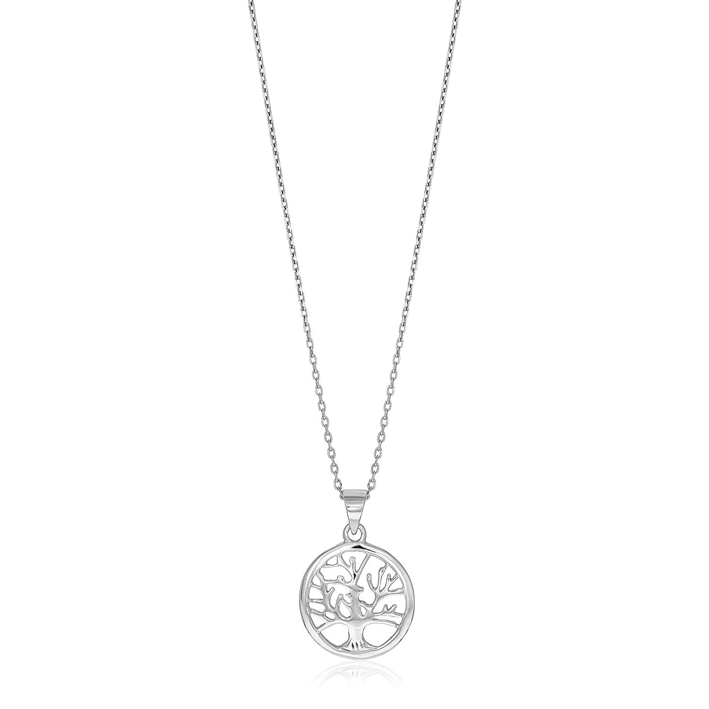 Tree of Life - One Inch Round Sterling Silver Medallion Necklace