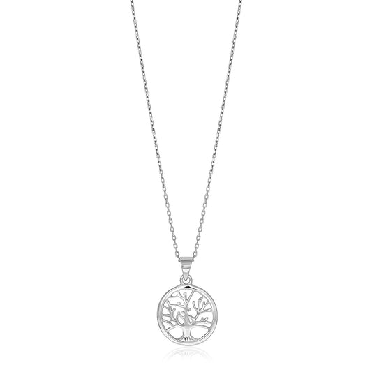 Tree of Life - One Inch Round Sterling Silver Medallion Necklace
