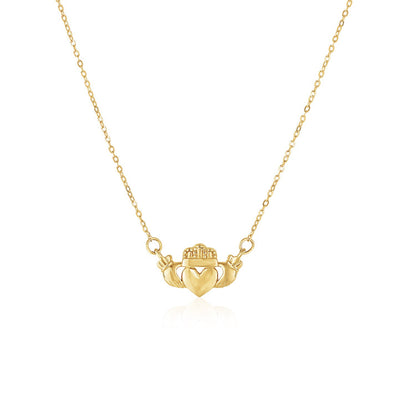 Claddagh Symbol - 14k Yellow Gold Pendant