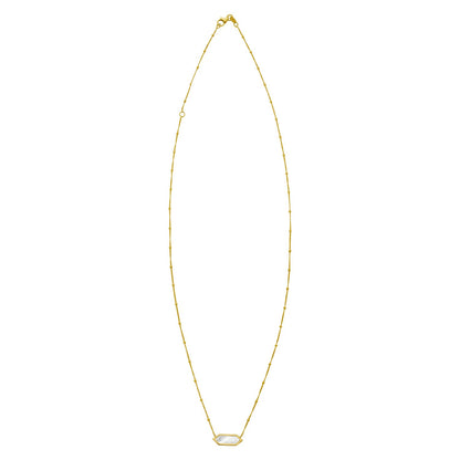 14K Yellow Gold Hexagon Mother Of Pearl Pendant Necklace