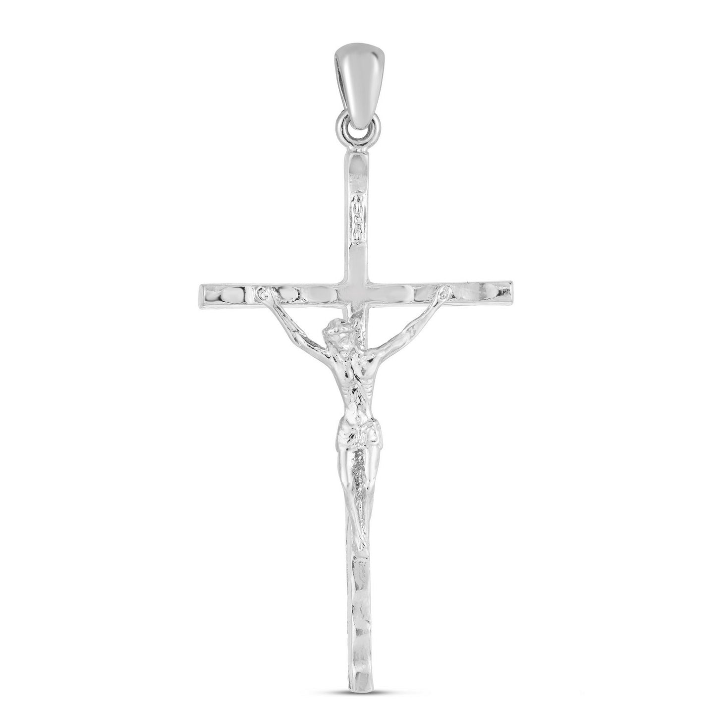 Cross- Sterling Silver Rhodium Plated Crucifix Cross Pendant