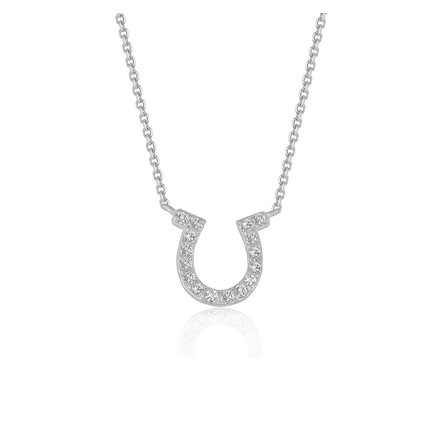 Horseshoe Pendant in 14k White Gold with Diamonds