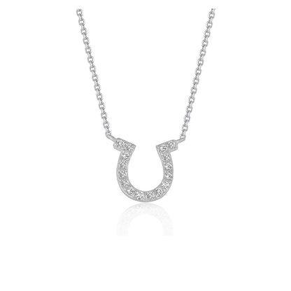 Horseshoe Pendant in 14k White Gold with Diamonds