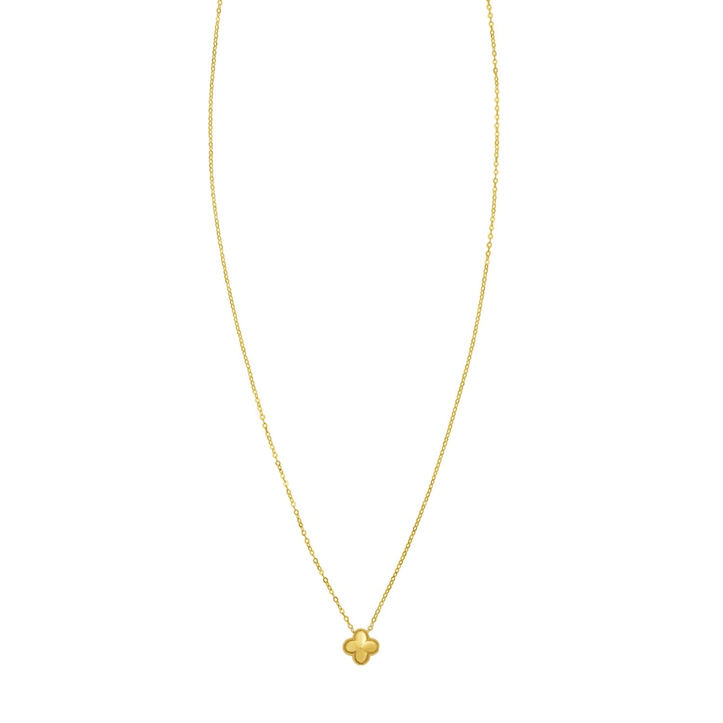 Clover 14K Yellow Gold Puffed Mini Pendant Necklace