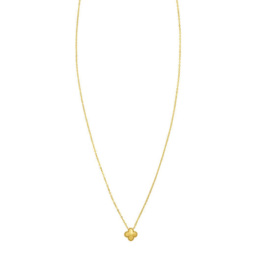 Clover 14K Yellow Gold Puffed Mini Pendant Necklace